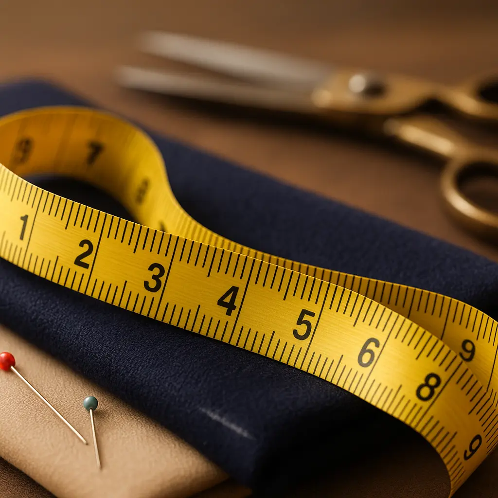 Maßband und Stoff für Änderungen